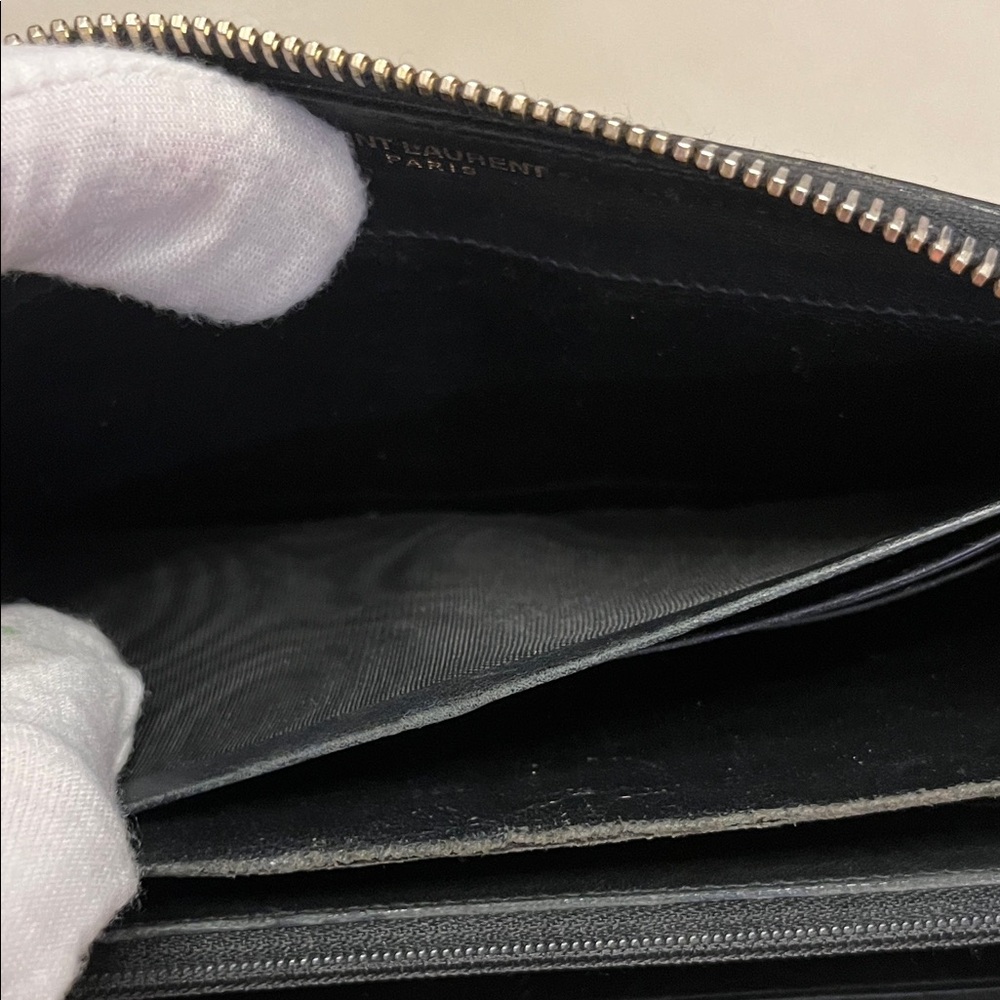 YSL Black Leather Wallet with Gold Accents - Picture 5 of 14